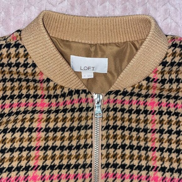 LOFT Womens Plaid Wool Bomber Jacket - Picture 3 of 6